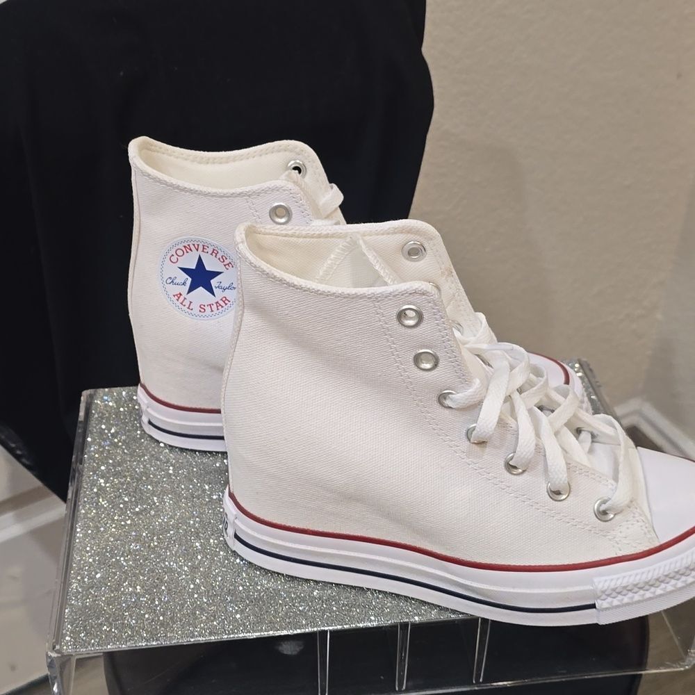 Converse‎ Chuck Taylor All Star Wedge Platform Sneakers- White - Picture 10 of 12